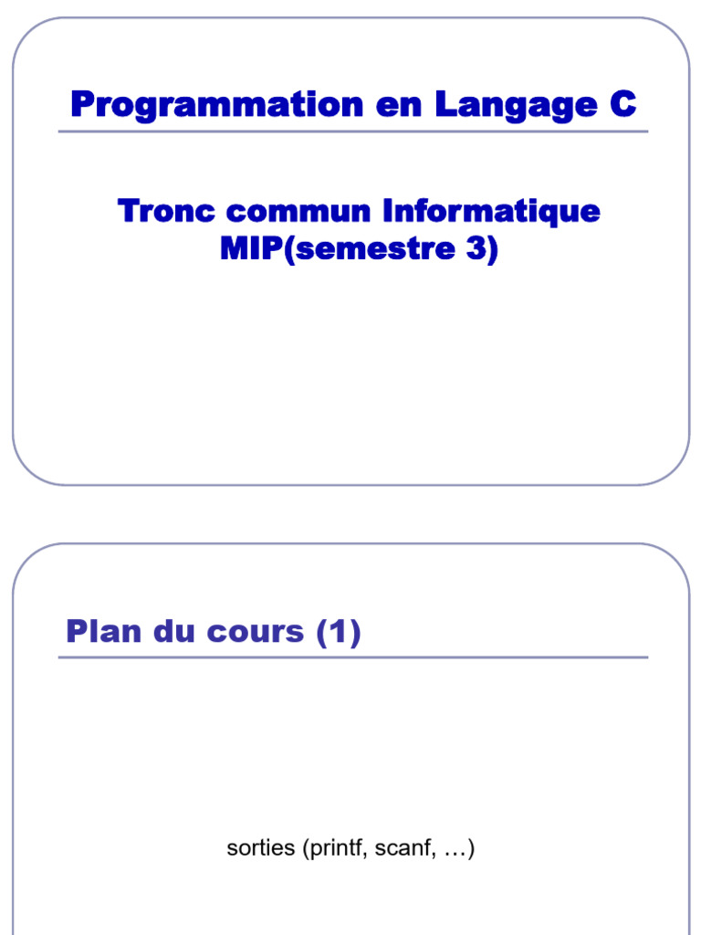 Introduction à la Programmation en C | PDF | C (Langage de ...
