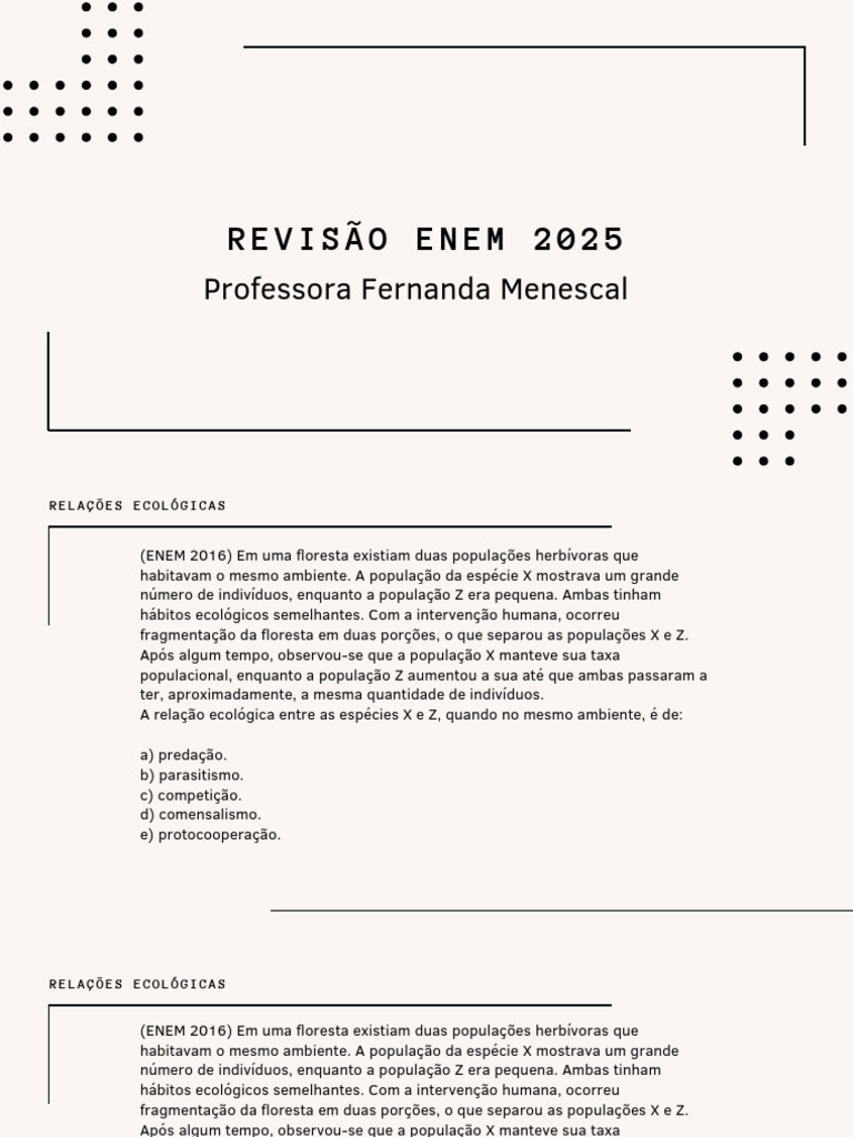 Questões de Biologia para ENEM 2025 | PDF | Vírus | Genética