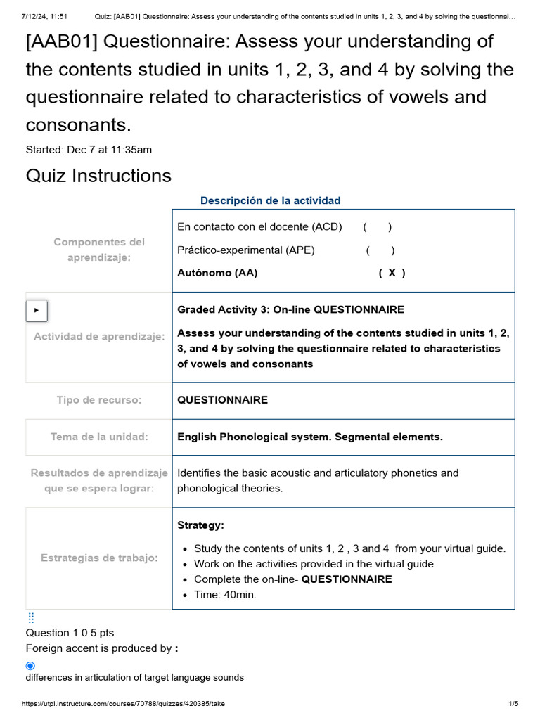 Phonology Quiz: Vowels & Consonants | PDF | Phonetics | Speech