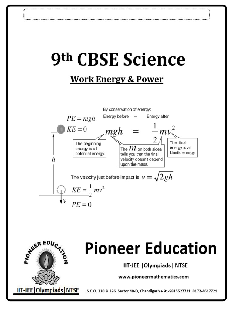 Work, Power & Energy Student Booklet (NOTES) | PDF | Force | Applied ...