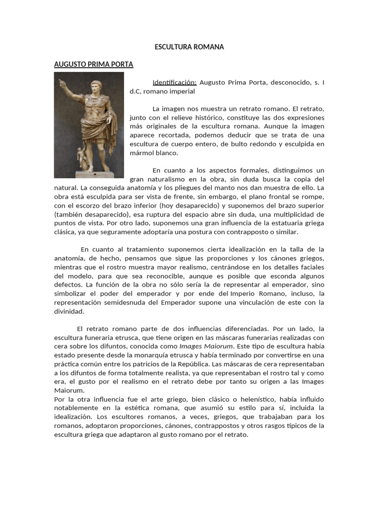 Obras Escultura Romana | PDF | Escultura | imperio Romano