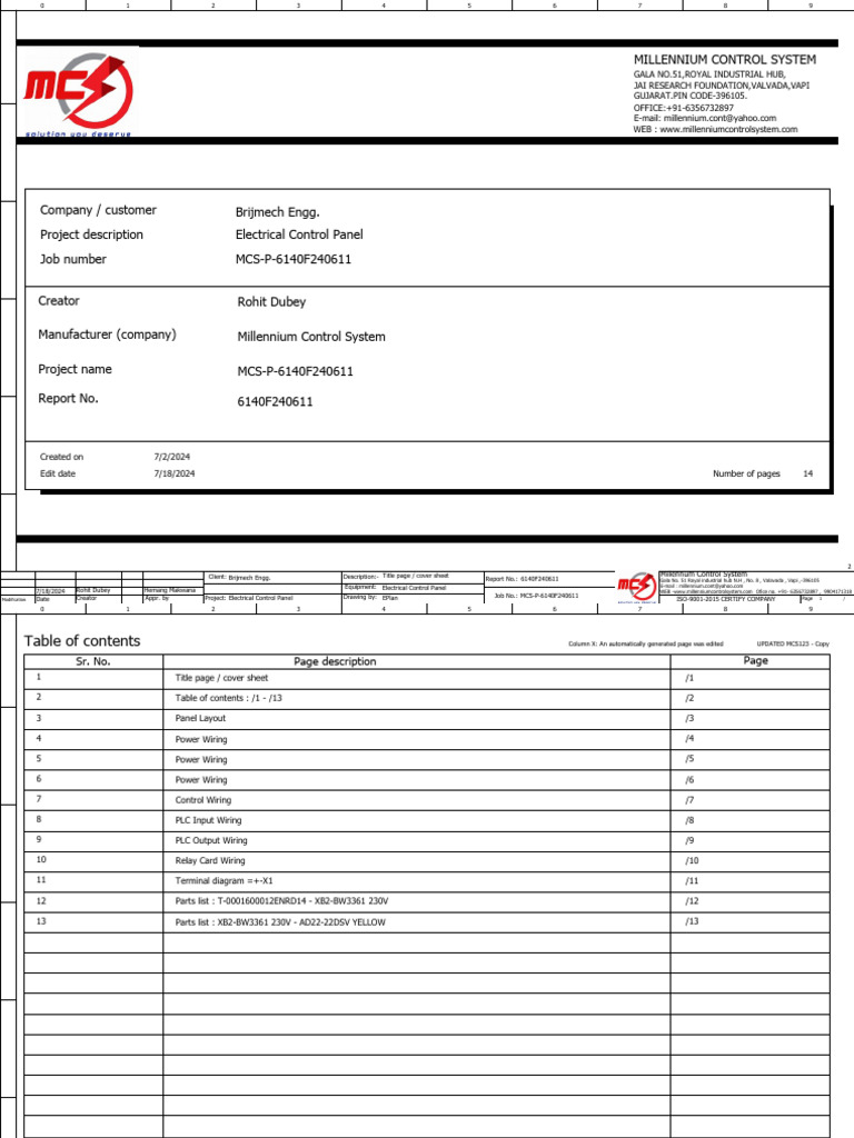 Electrical Control Panel Documentation | PDF | Manufactured Goods