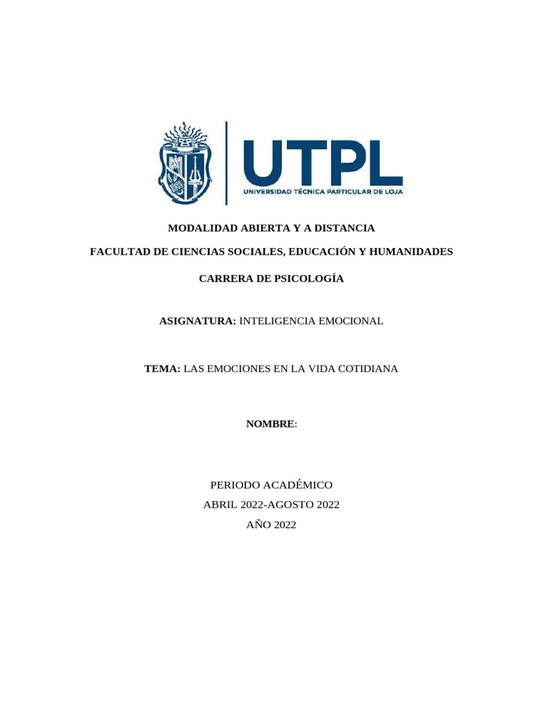 Las Emociones en La Vida Cotidiana Inteligencia Emocional | PDF | Las ...