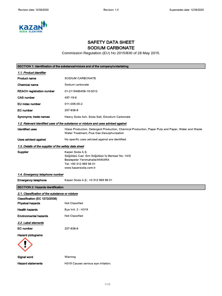 Kazan soda pdf personal protective equipment dangerous goods