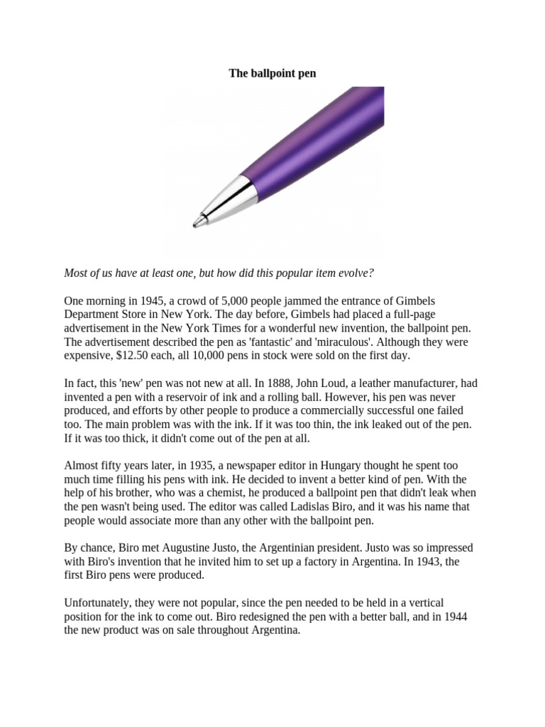 The ballpoint pen | PDF | Air Conditioning | Pen