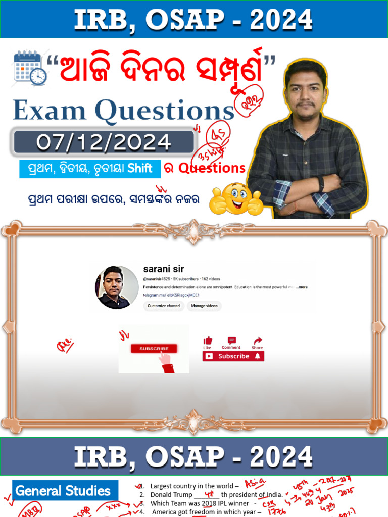 OSAP Exam Questions Overview 2024 | PDF | Bengal | South Asia