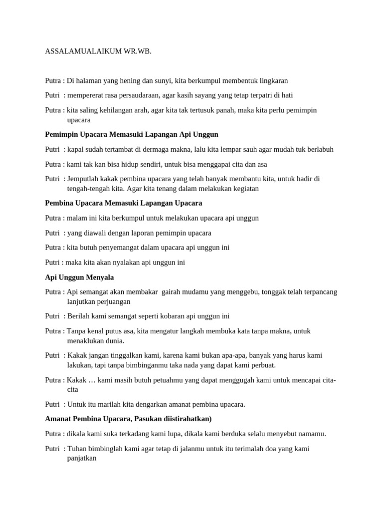 Puisi Upacara Api Unggun Pramuka | PDF