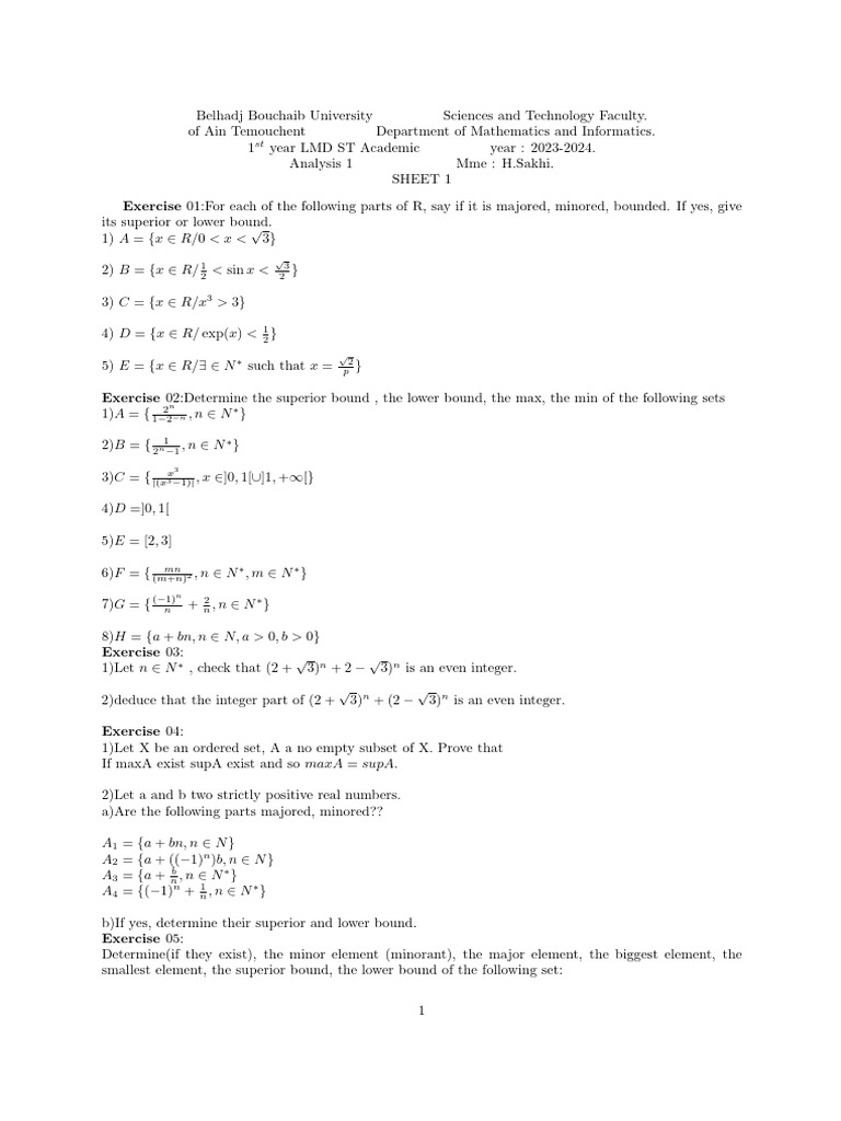 Sheet 1 Analysis - 231020 - 221146 | PDF | Abstract Algebra ...