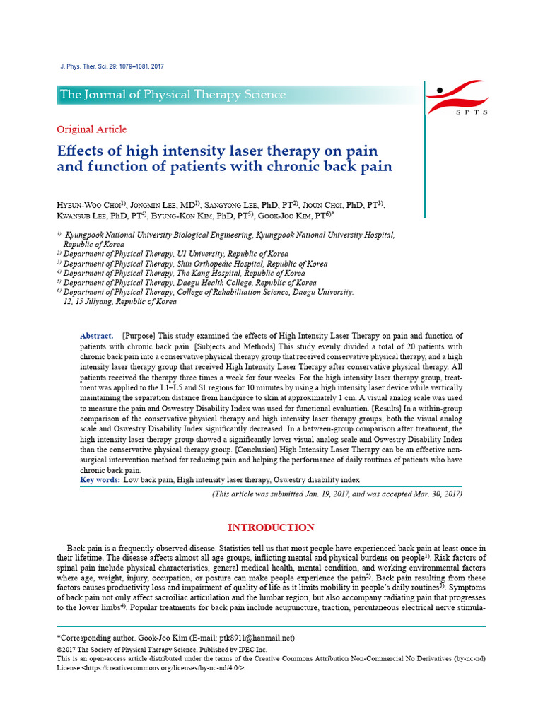 Effects of High Intensity Laser Therapy | PDF | Back Pain | Pain