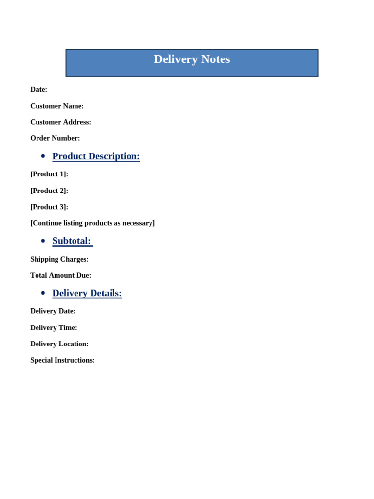 01 Delivery Notes | PDF
