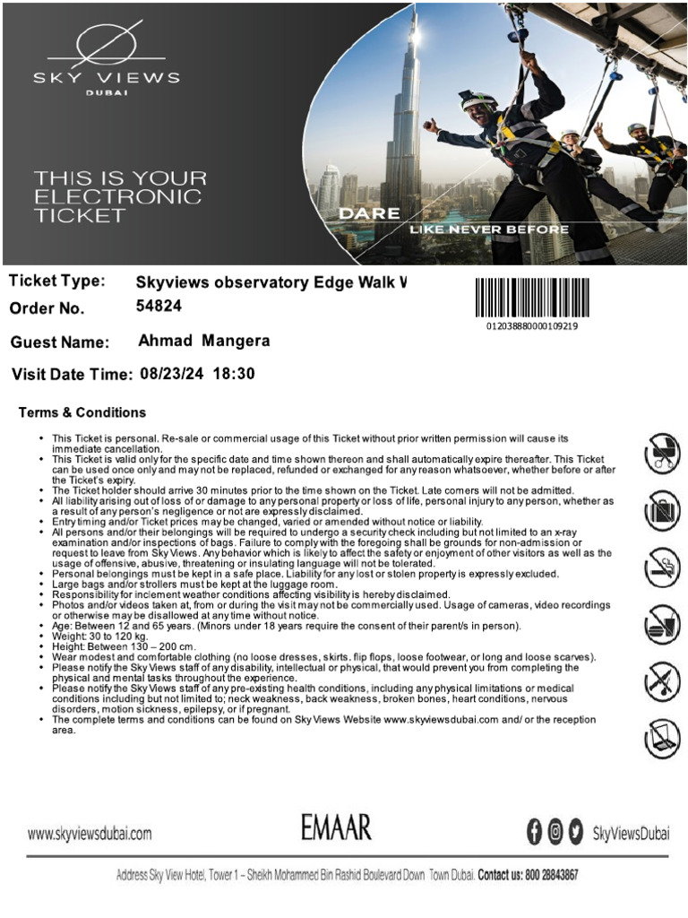 Ticket Order ADRSKVW7 F 9 B 07 | PDF