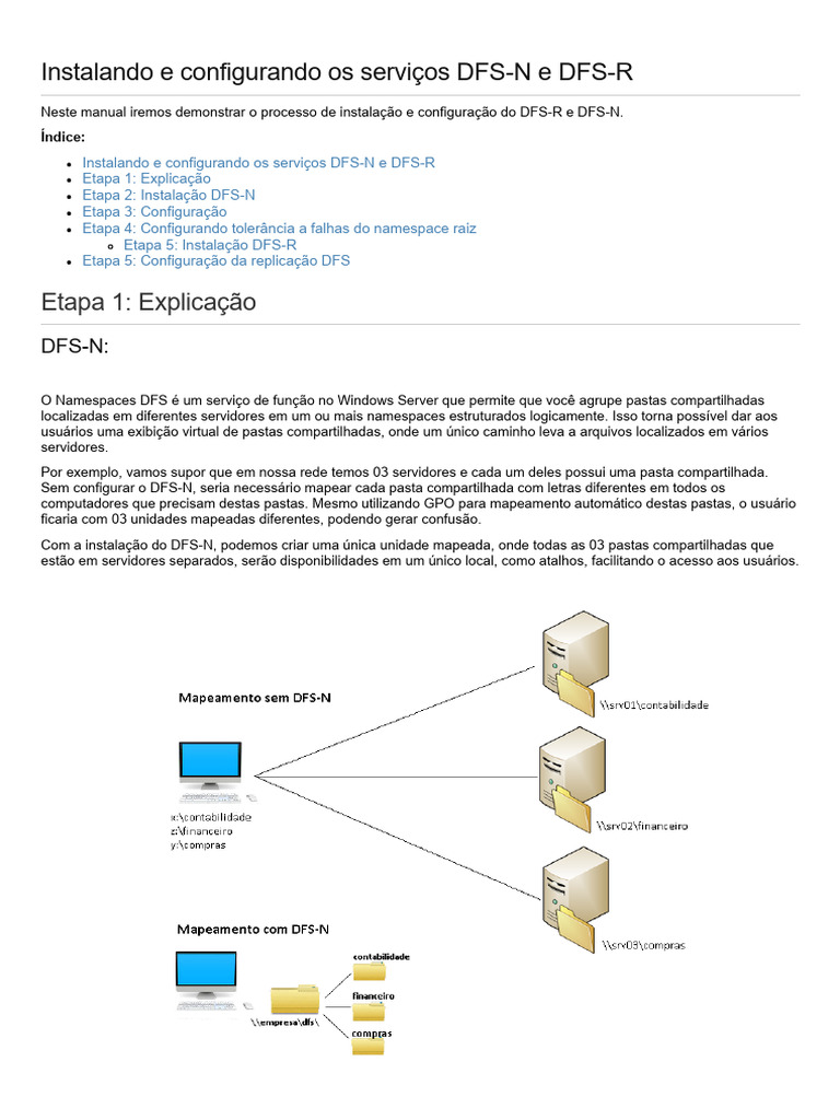 Instalação e Configuração do DFS-N/R | PDF | Diretório ativo | Servidor ...