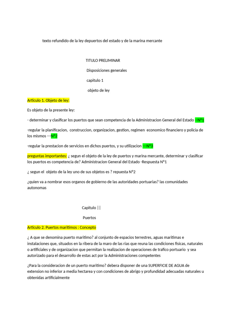 Ley de Puertos y Marina Mercante en España | PDF | Puerto | Aguas ...