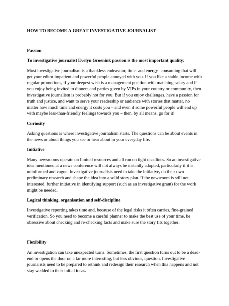 Essential Traits of Investigative Journalists | PDF | Journalism ...