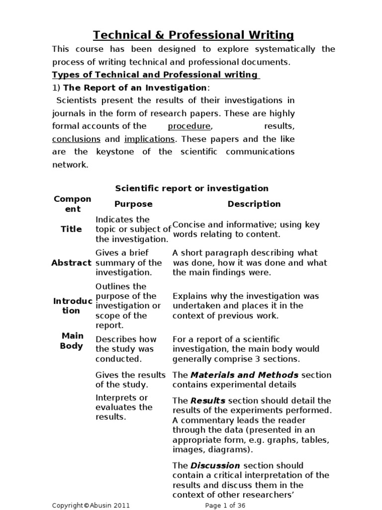 Types of Technical and Professional Writing | PDF
