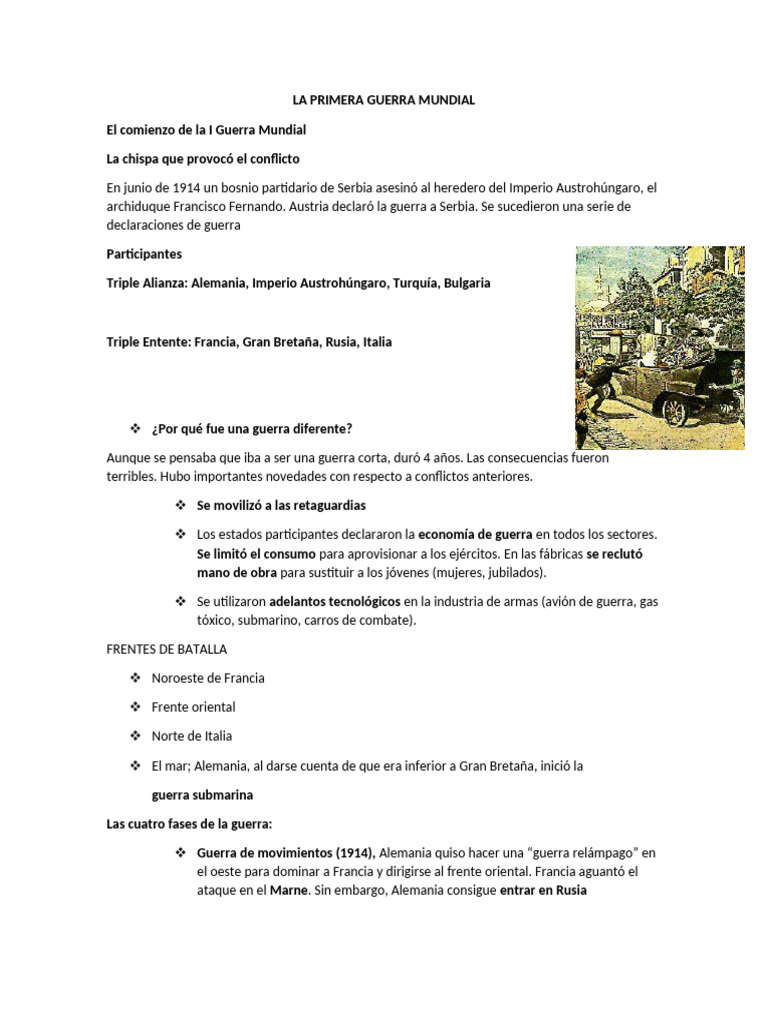 Impacto de la Primera Guerra Mundial | PDF | Primera Guerra Mundial ...