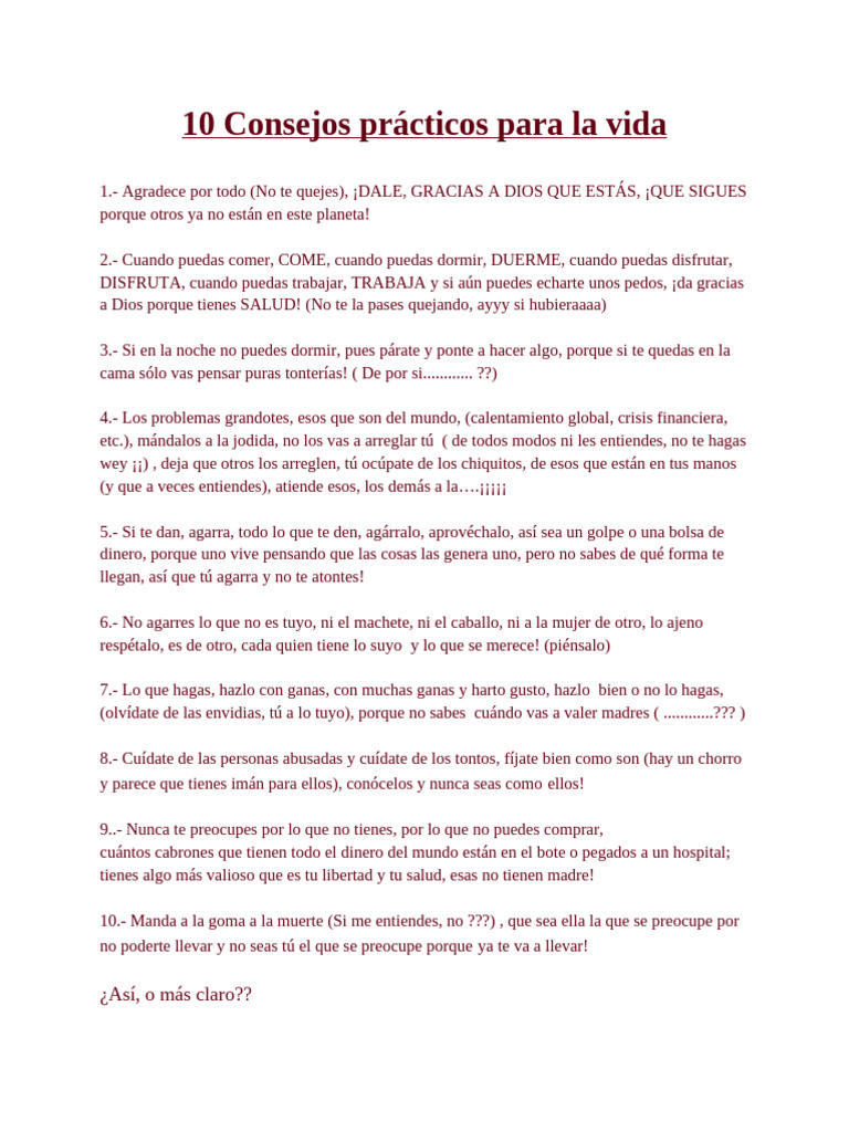 10 Consejos para una Vida Plena | PDF