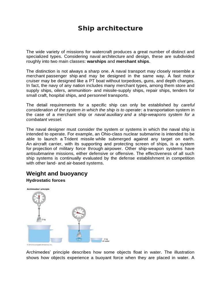 Principles of Ship Architecture | PDF | Buoyancy | Ships