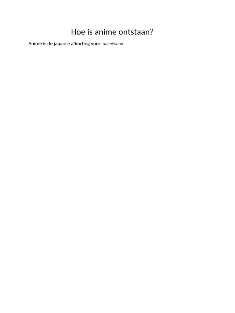 Hoe is anime ontstaan pdf