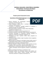 Tematica Licenta Balneo-Fiziokinetoterapie Si Recup-2011