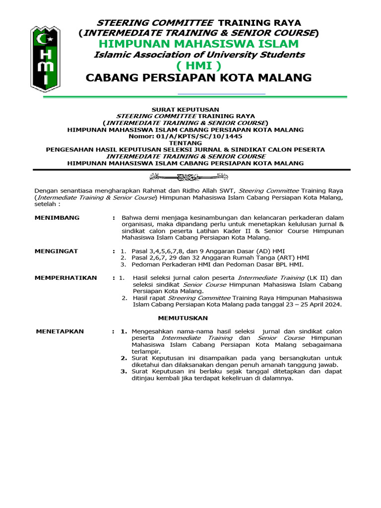 SK Kelulusan Jurnal & Sindikat Training Raya | PDF