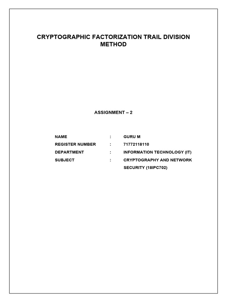Cryptographic Factorization Method Guide | PDF | Cryptography ...