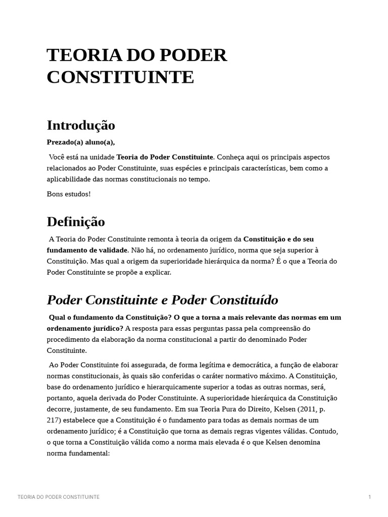 Introdução ao Poder Constituinte | PDF | Constituição | Emenda ...