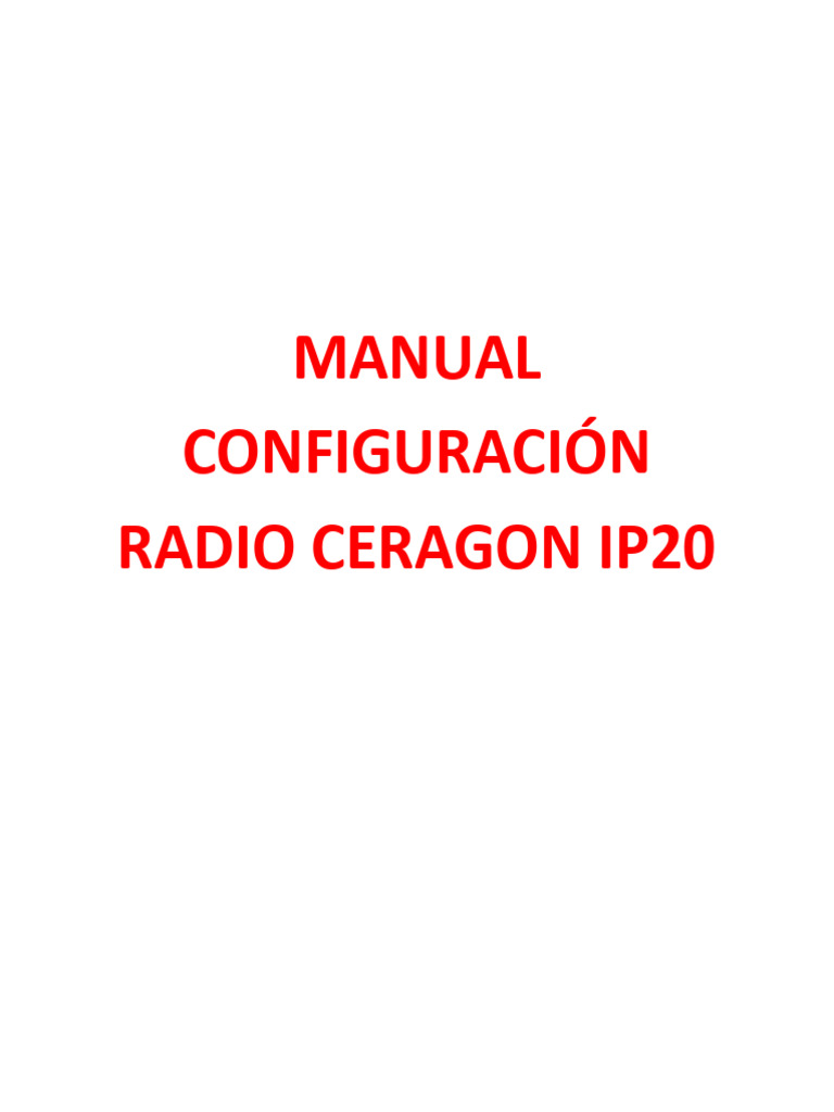 Manual de Configuracion Ceragon Ip20 7 PDF Free | PDF