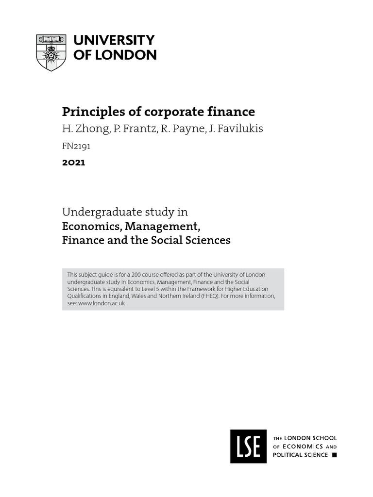 Principles of Corporate Finance 2021 | PDF | Capital Structure ...