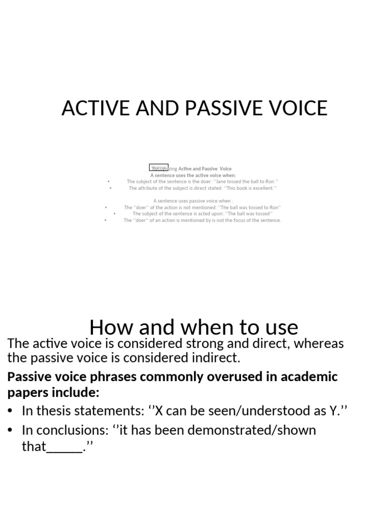 Understanding Active and Passive Voice | PDF