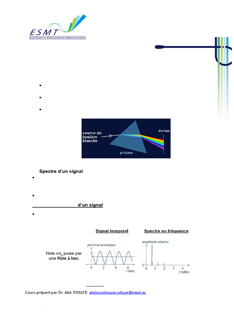 Analyse spectrale des signaux continus | PDF | Spectre ...