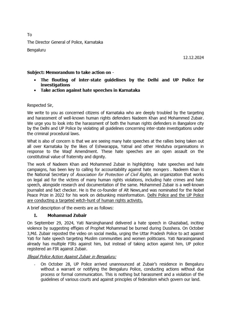 DGP Letter - Nadeem - Zubair | PDF | Police | Arrest