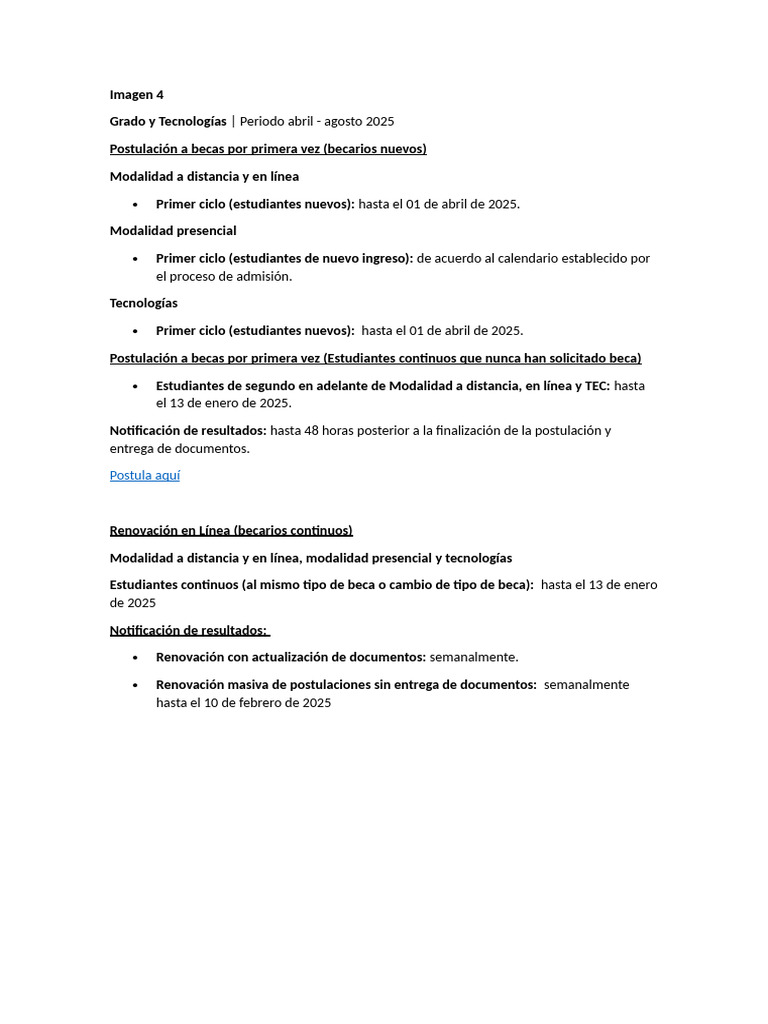 Becas 2025: Postulación y Renovación | PDF