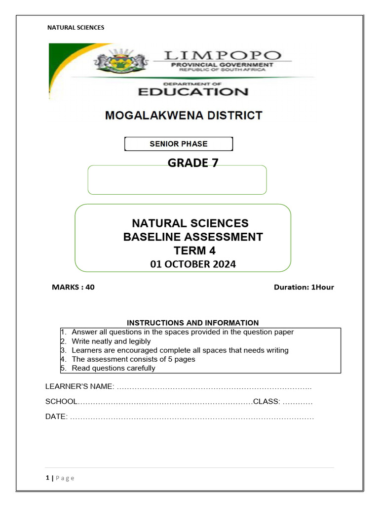 Grade 7 Natural Sciences Assessment | PDF | Heat Transfer | Thermal ...