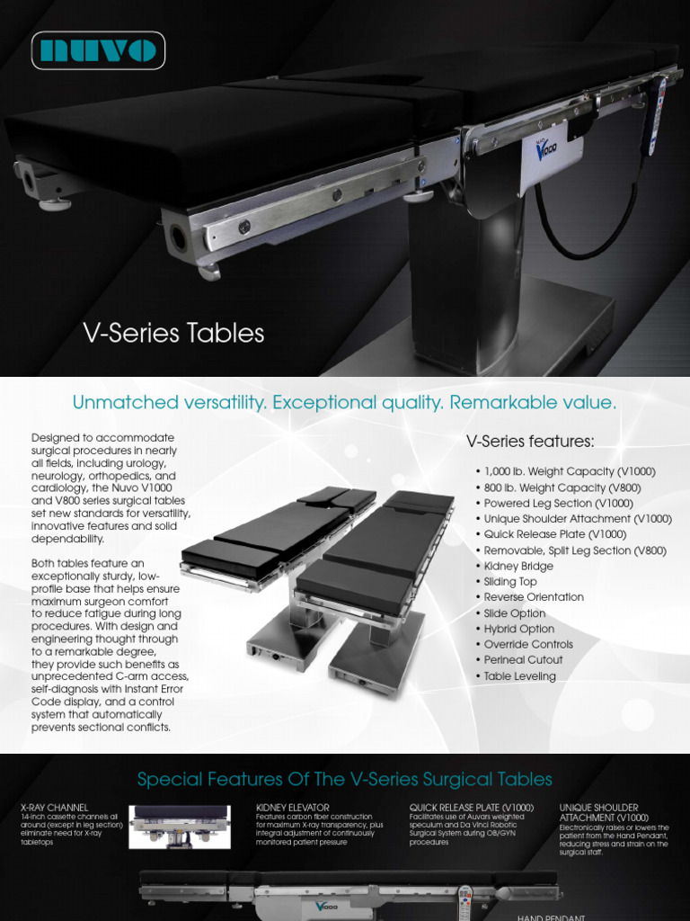 Nuvo V-Series Surgical Tables Overview | PDF | Pump
