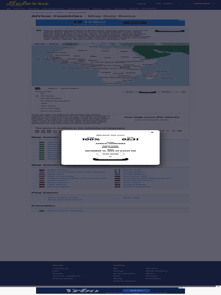 Africa Countries - Map Quiz Game - Seterra | PDF | Africa | Geography