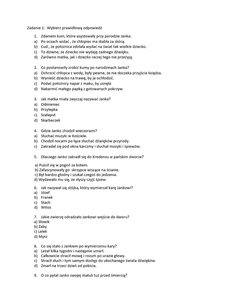 Janko Muzykant Test Nowa Era test Janko Muzykant | PDF
