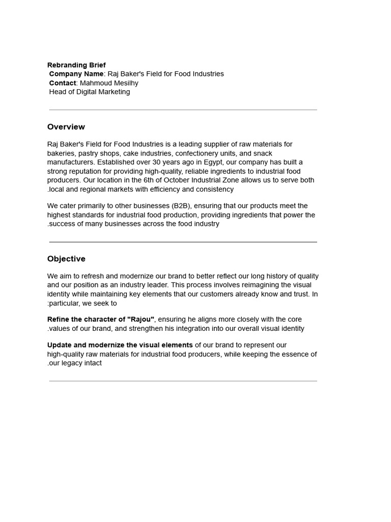 Rebranding Brief Pdf Brand Business Economics