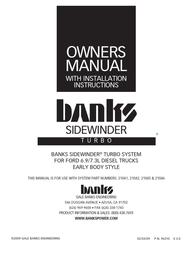 Banks Sidewinder | PDF | Turbocharger | Diesel Engine