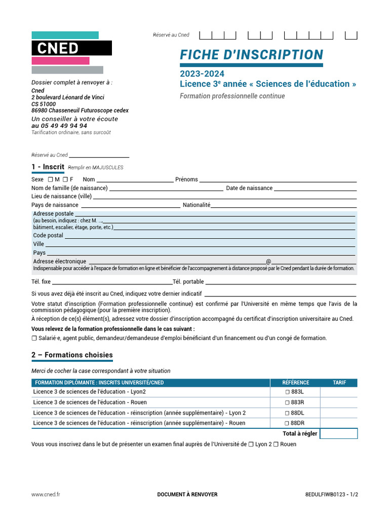 Inscription Licence Banque à Distance CNED | PDF | Banques
