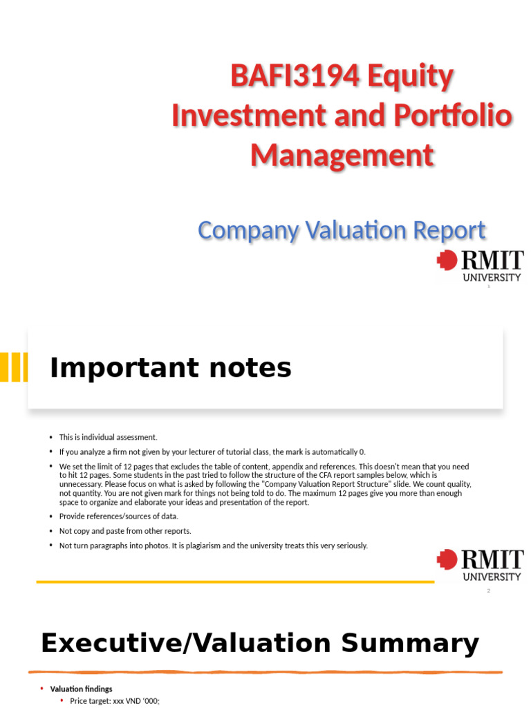 Assessment 2 - Company Valuation Report Structure-1 | PDF | Errors And ...