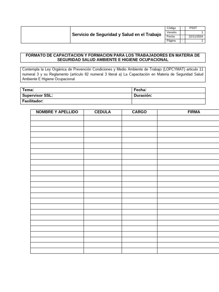 Formato de Capacitacion | PDF