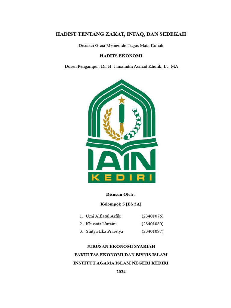 Hadist Zakat, Infaq, dan Sedekah dalam Islam | PDF