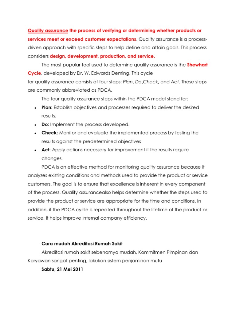 Quality Assurance | PDF