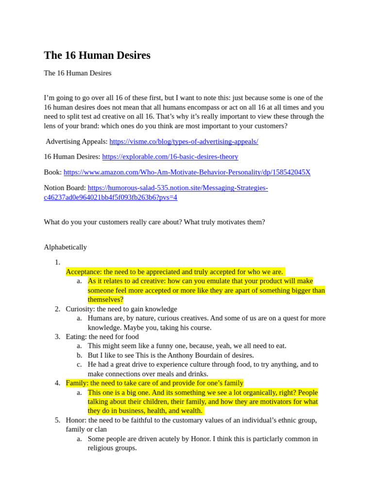 Understanding 16 Human Desires | PDF | Social Psychology | Psychology