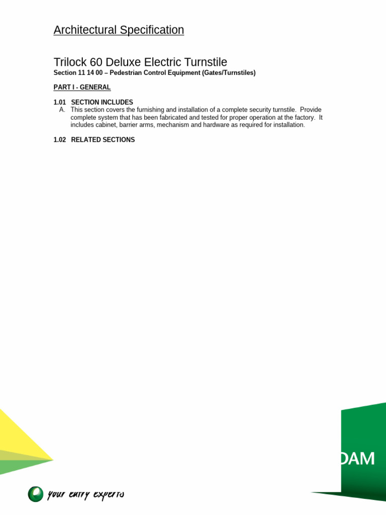 Boon Edam Spec Trilock 60 - 07-17 | PDF | Steel | Sheet Metal