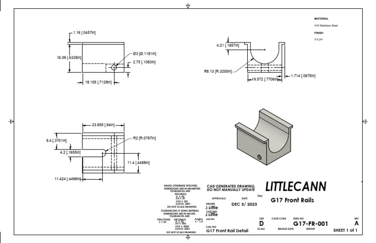 G17 Front Rail CAD Drawing Details | PDF