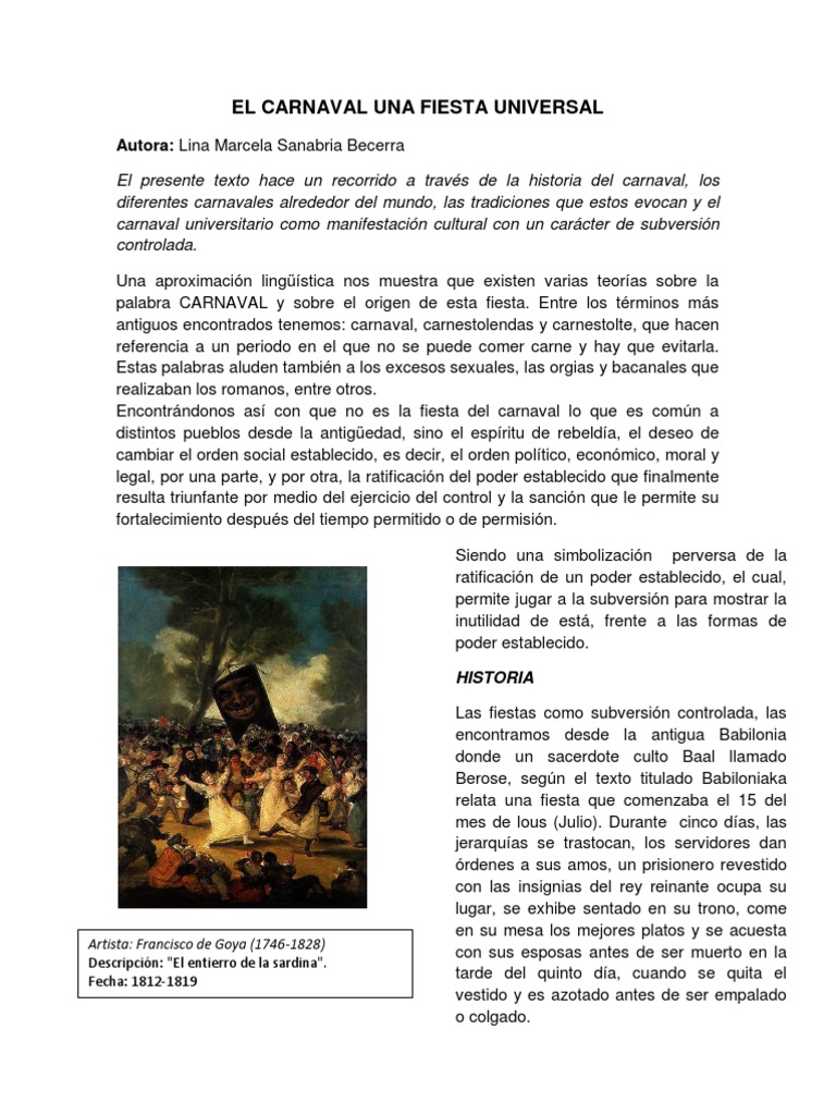 Carnaval Fiesta Universal | PDF | Carnaval | Evento festivo (incluido el  carnaval), image size:768x1024
