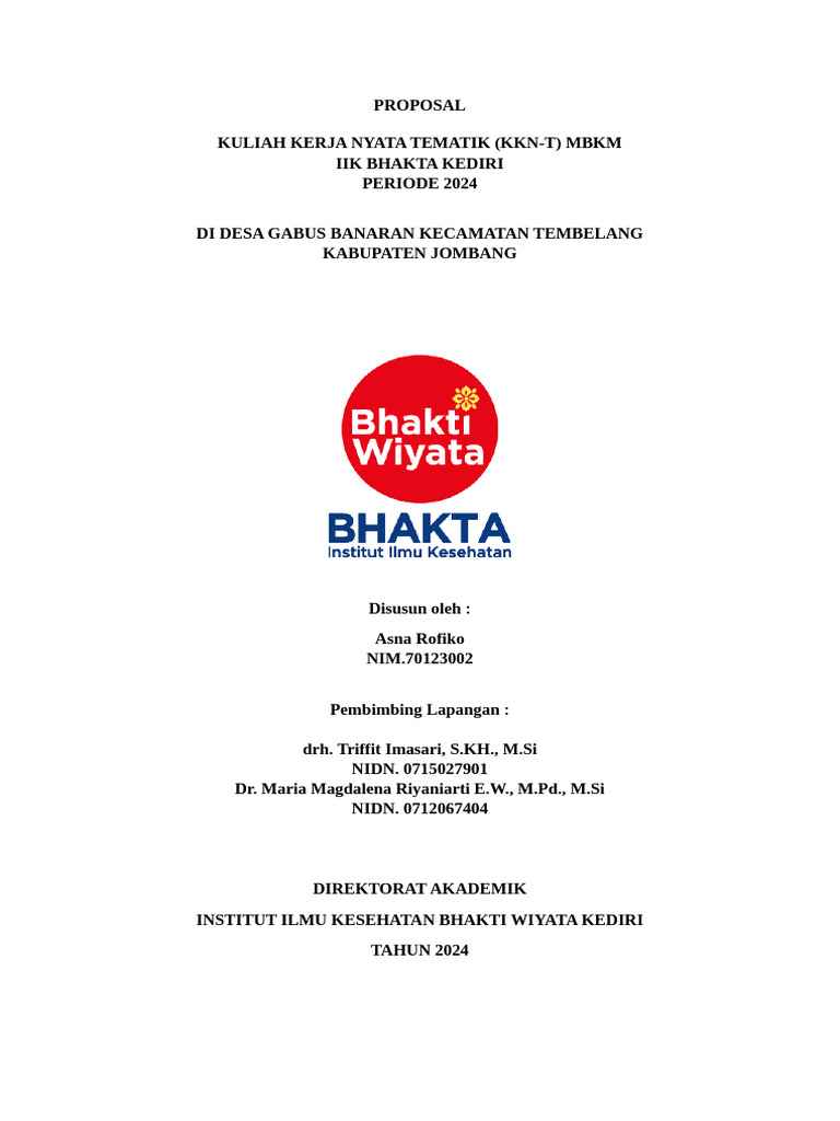 Proposal KKN 2024 - Asna Rofiko - 70123002 | PDF