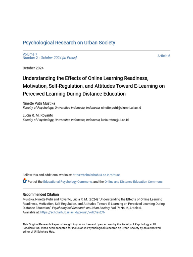 Impact of Online Learning Readiness on Education | PDF | Attitude ...